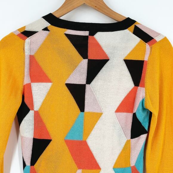 Happy Sheep Geometric Pull-Over Sweater Small Multicolor Preppy Designer Light - Picture 8 of 9